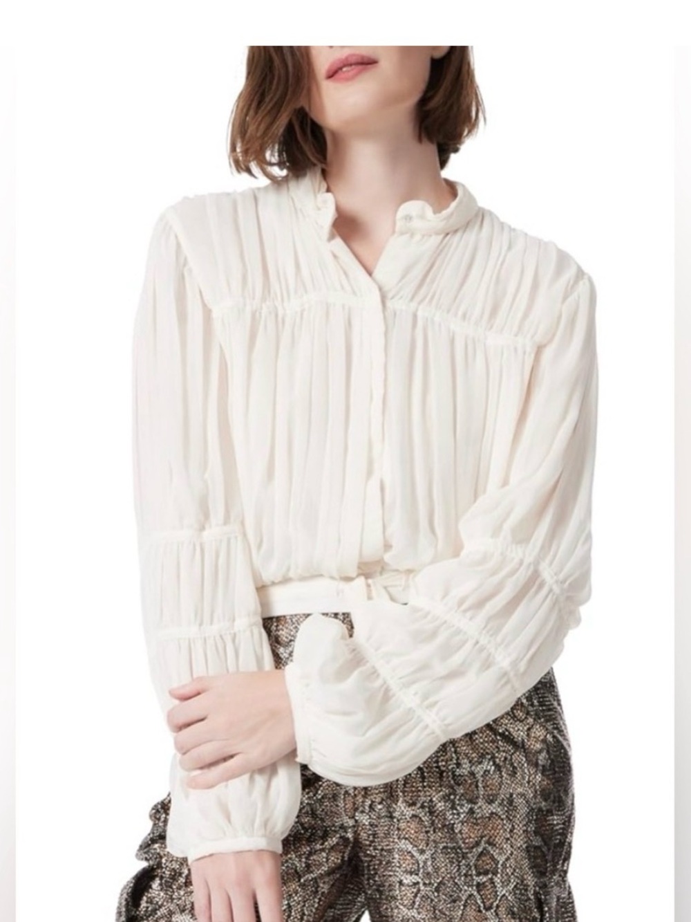 DEE OCLEPPO Women Winona Chiffon Banded Blouse L